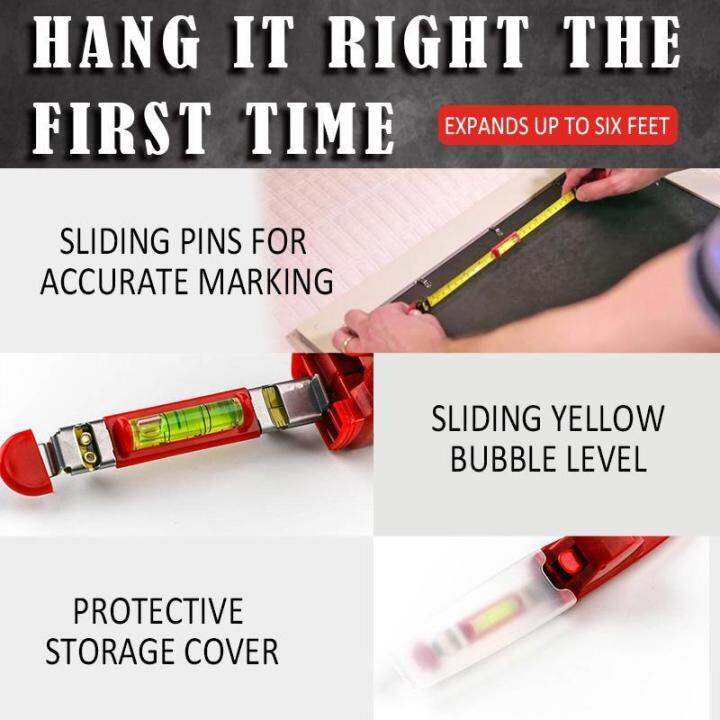 AllInOne Picture Hanging Tool HangOMatic Frame Hanger Ruler Spirit