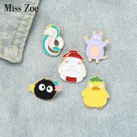 Spirit World Enamel Pin Dragon Mouse Duck Carrot Coal Brooches Bag Lapel Pin Childhood Cartoon Movie Badge Jewelry Gift for Kids