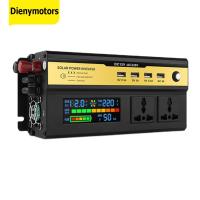 เครื่องแปลงไฟอัจฉริยะ DC12V-AC110V รถเครื่องแปลงแรงดันไฟฟ้า DC24V AC220V เครื่องแปลงพลังงานดิจิตอลเครื่องแปลงไฟจอแสดงผล LCD 4 USB สำหรับรถคาราวานอาร์วี