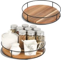 Sundry Organizer For Kitchen Essentials Tabletop Rotating Tray For Kitchen Items Storage Rack For Kitchen Utensils Rotating Pantry Organizer Solid Wood Lazy Susan