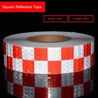 5CMX25M/Roll Square Marking Truck Car Reflective Safety Warning Conspicuity Sticker Tape Water-resistant High Stickiness Safety Cones Tape