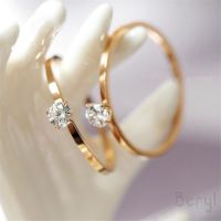 [Beryl] Japan And South Korea Hot Style Fashion Simple Six-claw Single Diamond Ring Womens Tail Ring Rose Gold Titanium Steel Stainless Temperament Steel Ring