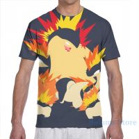 เสื้อยืดแขนสั้นสำหรับผู้ชายเสื้อยืดสำหรับเสื้อด้านบนพิมพ์ลาย Cyndaquilava Typhlosion