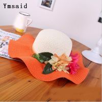 【CW】 Fashion Mother Daughter Hat Wide Large Brim Floppy Beach Cap with flower Shipping