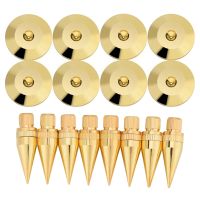 8 Pairs Speaker Spikes Shock Absorbing Foot Nails 6X36mm Copper Isolation Stand+Base Pad Feet for Speaker Amplifier DVD Player Turntable Recorder