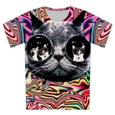 Joyonly 2018 Boys Girls Funny Cute Animal Colorful Glasses Cat Head Printed T shirt Children  Kids T-shirt Summer Baby Tops Tees