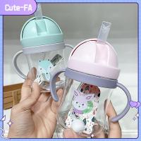 CUTE-FA ใหม่ เด็กวัยหัดเดินและเด็ก 250ML Sippy Cups ถ้วยการเรียนรู้สำหรับเด็ก ถ้วยป้อนอาหาร พร้อมลูกแรงโน้มถ่วงฟาง