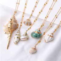 Boho Conch Shell Necklace Sea Beach Shell Chain Pendant Necklace For Women Collier Femme Shell Cowrie Summer Jewelry Bohemian