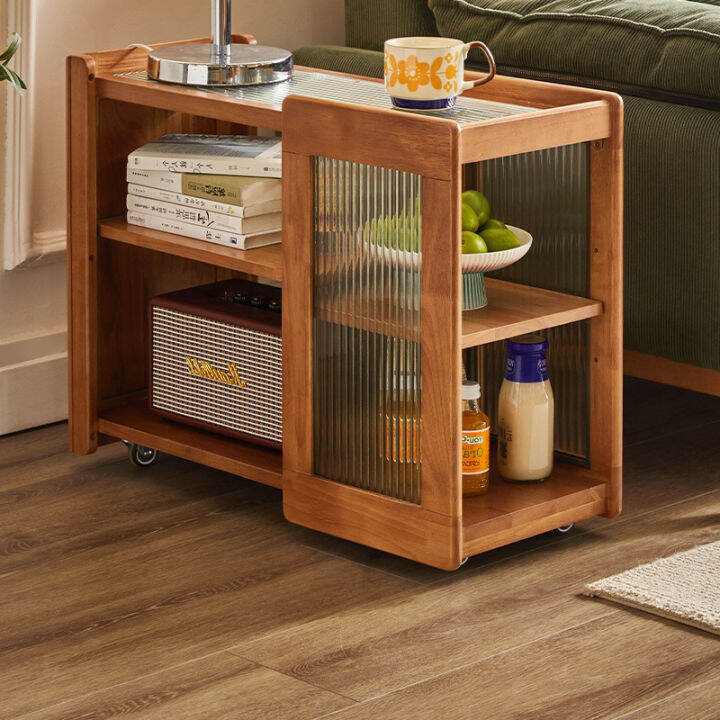 Solid Wood Sofa Side Table Movable Corner Table Living Room Tea Table