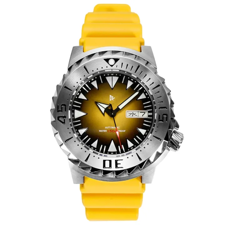 Rdunae R5 Monster Vintage Diver Watch NH35 Movement 43mm Yellow Dial ...