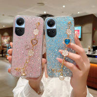 เคสโทรศัพท์อัจฉริยะสำหรับ OPPO Reno10 5G 10 Pro 5G 10 Pro + 5G Reno8 T 5G 4G Reno8 Z 5G Reno8 4G 5G 8Pro 5G Reno7 Z 5G Reno7 5G กรอบโทรศัพท์เทอร์โม TPU นุ่มสร้อยข้อมือรูปดอกคามีเลียระยิบระยับ5G 6 Pro 5G Reno6 Z