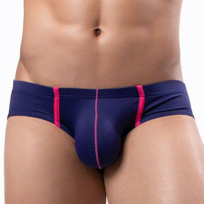 Xuchen7896กางเกงในเป้านูนผู้ชายเซ็กซี่กางเกงชั้นในระบายอากาศกางเกงว่ายน้ำเอวต่ำกางเกงในตาข่าย3D ไหมน้ำแข็ง
