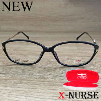 กรอบแว่นตา แว่นตาสำหรับตัดเลนส์ ผู้ชาย ผู้หญิง Fashion รุ่น X-NURSE 3012 สีดำ ทรงรี ขาสปริง วัสดุ พลาสติก พีซี เกรด เอ รับตัดเลนส์สายตาเลนส์กันแดดทุกชนิด