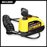 BEELORD ล็อคสัญญาณเตือนการเบรกกันรักษาความปลอดภัย,ล้อสกูตเตอร์เตือน110DB รถจักรยานยนต์กันน้ำมีกุญแจล็อคจักรยานสายผูกกันลืม