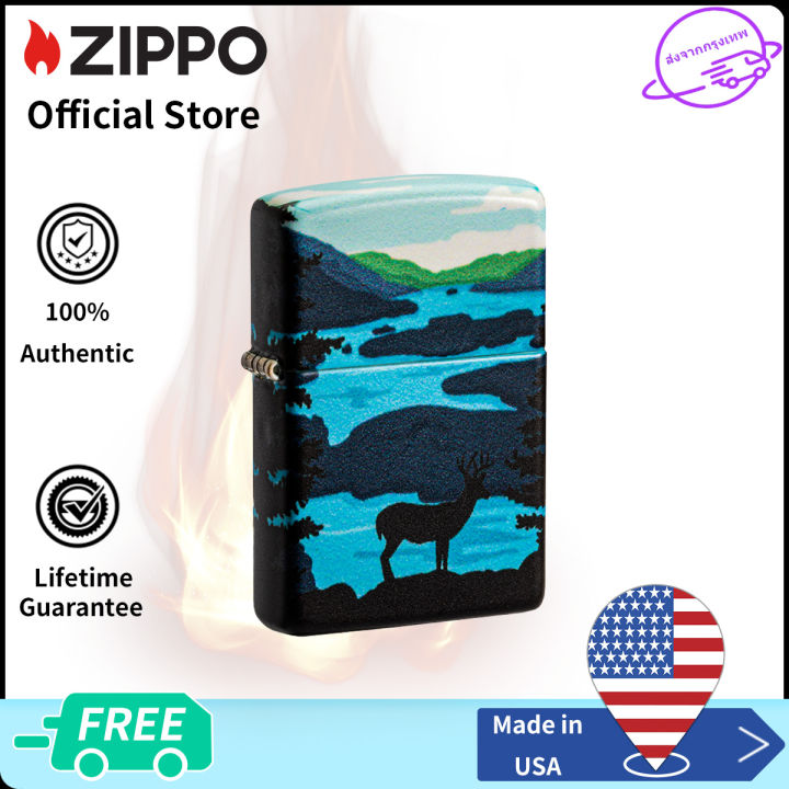 zippo-deer-landscape-design-540-color-windproof-pocket-lighter-zippo-49483-lighter-without-fuel-inside-การออกแบบภูมิทัศน์กวาง-ไฟแช็กไม่มีเชื้อเพลิงภายใน