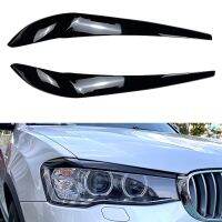 ไฟหน้ารถสีดำมันวาวคิ้วไฟหน้าเปลือกตาไฟสติกเกอร์สำหรับ BMW X3 X4 F25 F26 2014-2017อุปกรณ์แต่ง ABS อัตโนมัติ