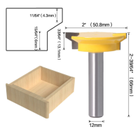 12มม."Shank Router Bit Laci Depan กับ Rel Lurus &amp; Pintu Pagar Pemotong Penggilingan Pahat ที่ตัดงานไม้มิลลิ่ง Ukiran Alat