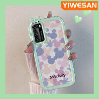 เคส Chenyyyka สำหรับ Huawei P40 P40เคสโปร์การ์ตูนน่ารักสีม่วงสีชมพูมิกกี้เมาส์ขอบสีสันสดใสเคสโทรศัพท์โปร่งใสเคสกันกระแทกกันกระแทกลายเลนส์กล้องถ่ายรูปปิศาจน้อย