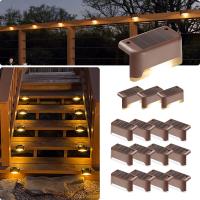 Solar Deck Lights 20 Pack Outdoor Step Lights Waterproof Led Solar Lights for Railing Stairs Step Fence Yard Patio and Pathway Outdoor Lighting