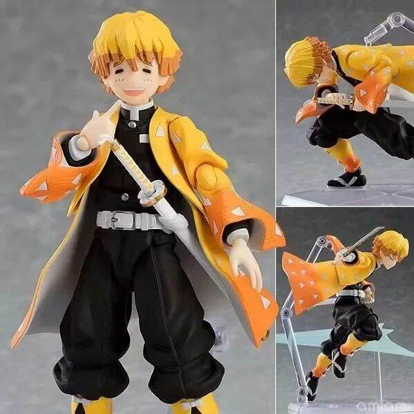 โมเดลตุ๊กตาขยับแขนขาได้พีวีซี14ซม-สำหรับ-demon-slayer-agatsuma-zenitsu-figma-dx-522