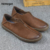 R ผู้ชายรองเท้าหนังลำลอง Tendon Sole Slip-On Loafers Soft Sole Soft Surface Peas รองเท้าผู้ชายขับรถรองเท้า ~