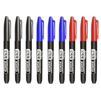 9 Pcs/Set Permanent Marker Pen Fine Point Waterproof Ink Thin Nib Crude Nib Black Blue Red Ink 1.5mm Fine Color Marker Pens