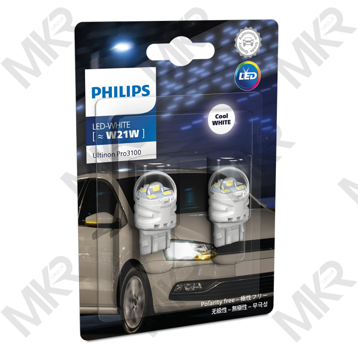 PHILIPS หลอดไฟท้าย ไฟเบรค Ultinon PRO3100 LED สีขาว T20 1 ไส้ W21