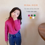 Cái mới Áo len cao cổ cho bé trai bé gái áo len cổ lọ phong cách Hàn Quốc