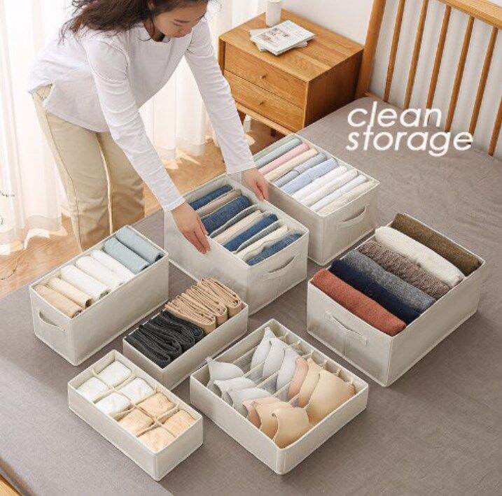 TiM Cotton And Linen Storage Box Foldable Clothes Organizer Large