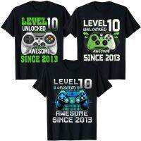 Level 10 Unlocked Awesome Since 2013 Gamer 10th Birthday T-Shirt Sons Gifts Video Game Lover Boy Men Clothing Graphic Tee Tops