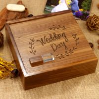 Photo Album Wood USB Flash Drive 128GB Free Custom Logo Memory Stick Photography Wedding Gift Pen Drive 64GB Crystal Pendrive