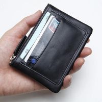 LANSPACE genuine leather mens card id holders handmade leather coin purse holders