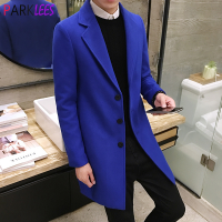 Royal Blue เสื้อขนสัตว์ผู้ชาย2021ฤดูหนาวแฟชั่น Urban Trench Coat Mens Slim Fit ผสมเสื้อกันหนาวขนสัตว์ Windbreaker Manteau Homme 4XL