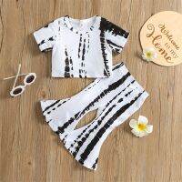 Summer Baby Girls Casual 2Pcs Pants Suit Toddler Tie-dyed Print T-shirt + Bell Bottom Trousers Pants Toddler Clothing Set  by Hs2023