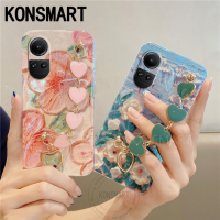 KONSMART เคสใหม่ OPPO Reno10 Pro Plus Reno 10pro 5G 2023แฟชั่นพร้อมเคสโทรศัพท์สร้อยข้อมือรูปหัวใจ RENO 10 5G เพ้นท์ลายนิ่มลายดอกไม้