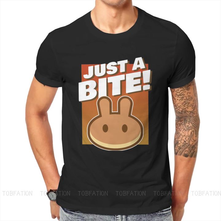 just-a-bite-men-tshirt-pancakeswap-cake-cryptocurrency-miners-o-neck-short-sleeve-fabric-t-shirt-funny-birthday-gifts