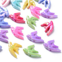 50pc  Opaque Acrylic Beads AB Color Swallow Mixed Color 17x15x5mm Hole: 1.5mm