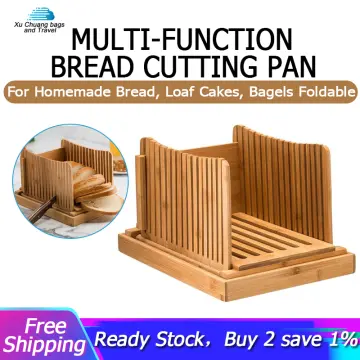 Bamboo Bread Slicer Cutting Guide - Wood Bread Cutter For Homemade Bread,  Loaf Cakes, Bagels Foldable And Compact With Crumbs - AliExpress
