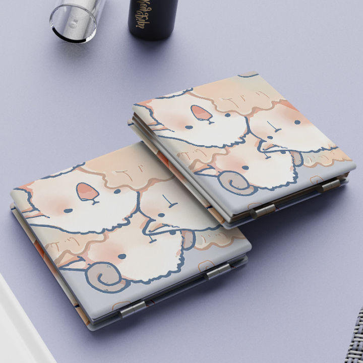 square-cosmetic-mirror-travel-compact-mirror-cute-animal-patterned-mirror-folding-makeup-mirror-double-sided-cosmetic-mirror