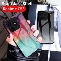 Realme C55 C53 Narzo เคส NFC 2023บางเฉียบกระจกเทมเปอร์เคสโทรศัพท์-Realme C53 Narzo C55 N53 NFC RealmeC53 RealmeC55NFC 4G เคสแฟชั่นไล่ระดับสีพร้อมฝาหลังกรอบซิลิโคนและกันกระแทก