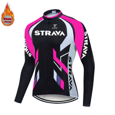 2019 STRAVA Winter Thermal Fleece Cycling tops Jerseys Long Sleeve Jacket Man MTB Bicycle Racing Bike Clothes Cycling Clothing