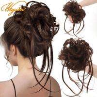 สังเคราะห์ยุ่ง Bun ชิ้นผมยาว Donut Chignon Updo Scrunchies ผมปลอม Wavy Wrap ผมยืดหยุ่นสำหรับผู้หญิง