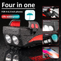 Bicycle Lights Waterproof USB 4 In 1 LED Bike Front Light Mobile Phone Speaker Headlights Flashlight Bicycle Accessories