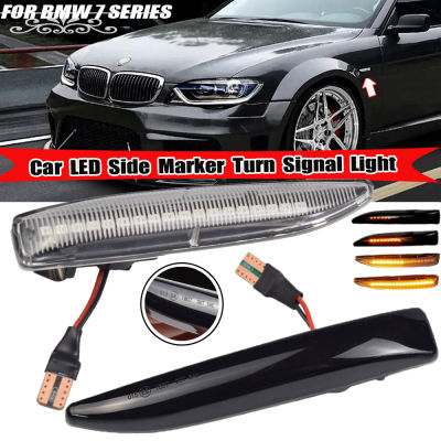 C-Auto 2Pcs LED Side Marker Indicator Repeater ไฟเลี้ยวไฟสัญญาณแผงโคมไฟ Blinker สำหรับ BMW 7 Series E65 E66 E67 E68 01-08