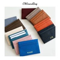 【CC】☑  Monogrammed Initial Classic Leather Card Holder Men Wallet Business Bank Cardholder Credit