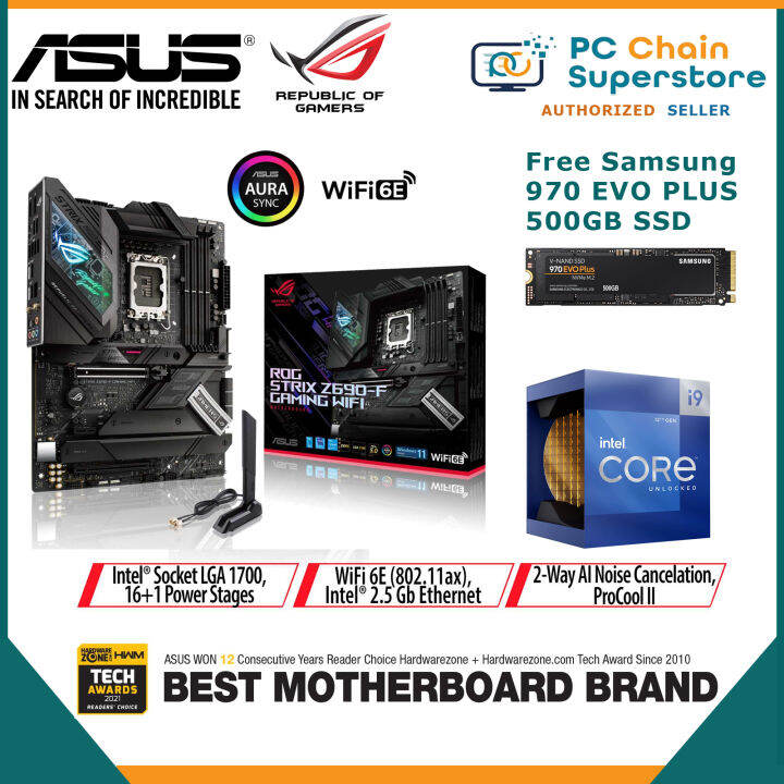 Intel i912900K Core i9 12th Gen LGA1700 16 Cores Processor + ASUS ROG Z690F Gaming WIFI DDR5