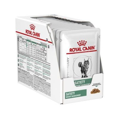 [ ส่งฟรี ] Royal Canin Satiety Support Cat Pouch ขนาด85 กรัม จำนวน 12 ซอง อาหารแมวน้ำหนักเกิน ต้องการลดน้ำหนัก