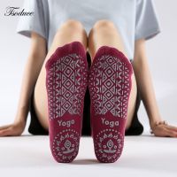 Yoga Socks for Women Non-Slip Grips Straps Bandage Cotton Fitness Gym Sports Pilates Barre Ballet Dance Socks Barefoot Workout