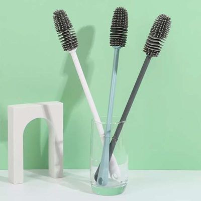 Multipurpose Portable Silicone Cup Brush Long Handle 360 Degrees Bottle Scrubber