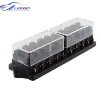 วงจรมาตรฐาน10 Way ATO Blade กล่องฟิวส์ฝาครอบพลาสติก DC 12V24V รถฟิวส์บล็อกผู้ถือ10Pcs 10A-40A ฟิวส์สำหรับ Auto Car